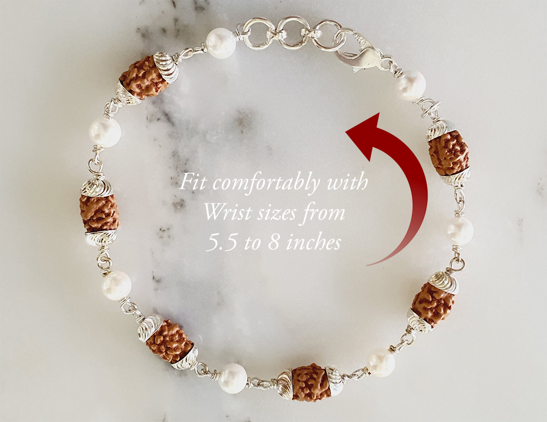 5 Mukhi Rudraksha Pure Silver Bracelet