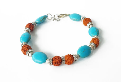 Rudraksha and Turquoise bracelet  For enhancing communication expression  and creativity  Engineered to Heal²